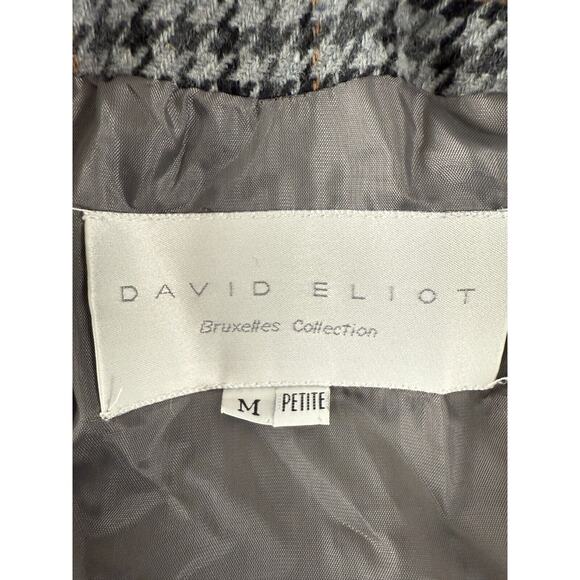 David Eliot Petite Size Mp Houndstooth Career V Neck Blazer Jacket Gray 2 Button - Picture 6 of 8